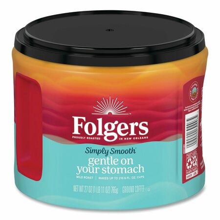 FOLGERS Simply Smooth Ground Coffee, Gentle On Your Stomach, 27 oz Canister 30446